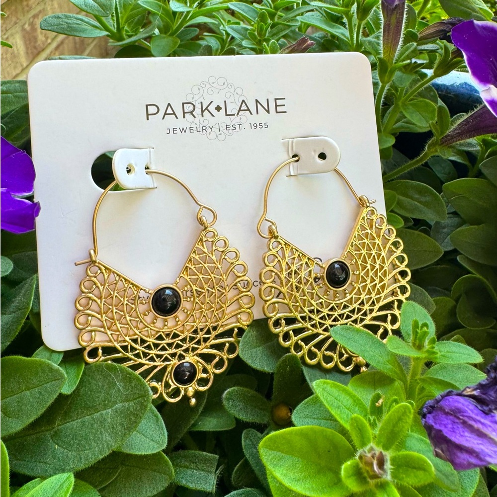 Cypress Gold and Black Hoop Earrings